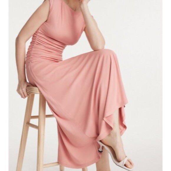 OGL Dresses & Skirts - OGL  Eco-SkinKiss Breezy Cooling Side Ruched Maxi Dress In Sahara Size Large